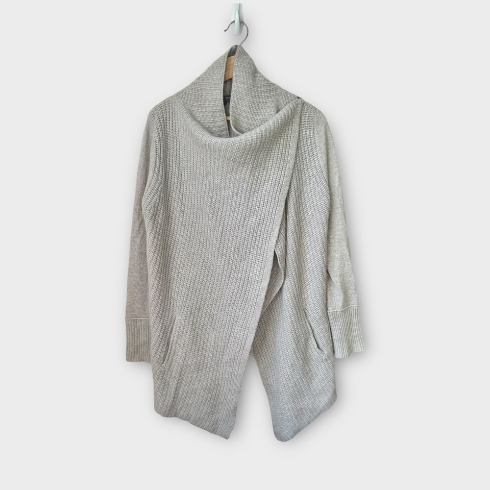360 Sweater 100% Cashmere Drape Open Cardigan in Gray, size S